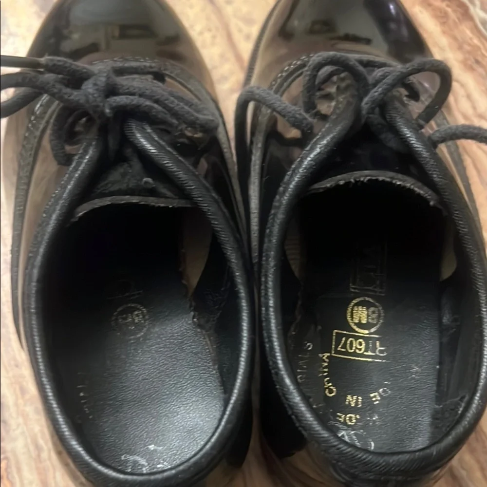 Black Leather Oxford Dress Shoes with Rounded Toe #201